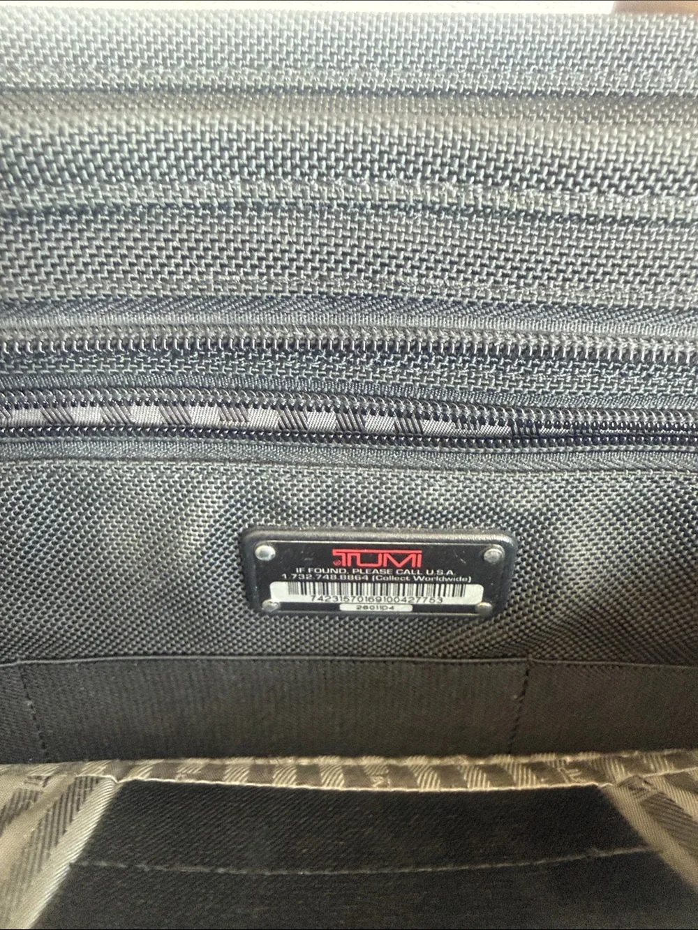 Tumi Black Nylon Briefcase with Red Logo Tag